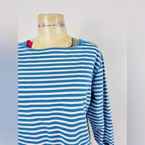 LAST CHANCE ✅ VTG 1990s Blue and White Striped Boat Neck Long Sleeve Top